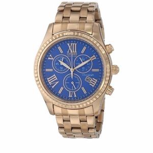 Eco-Drive Blue Dial Rose Gold Tone Steel